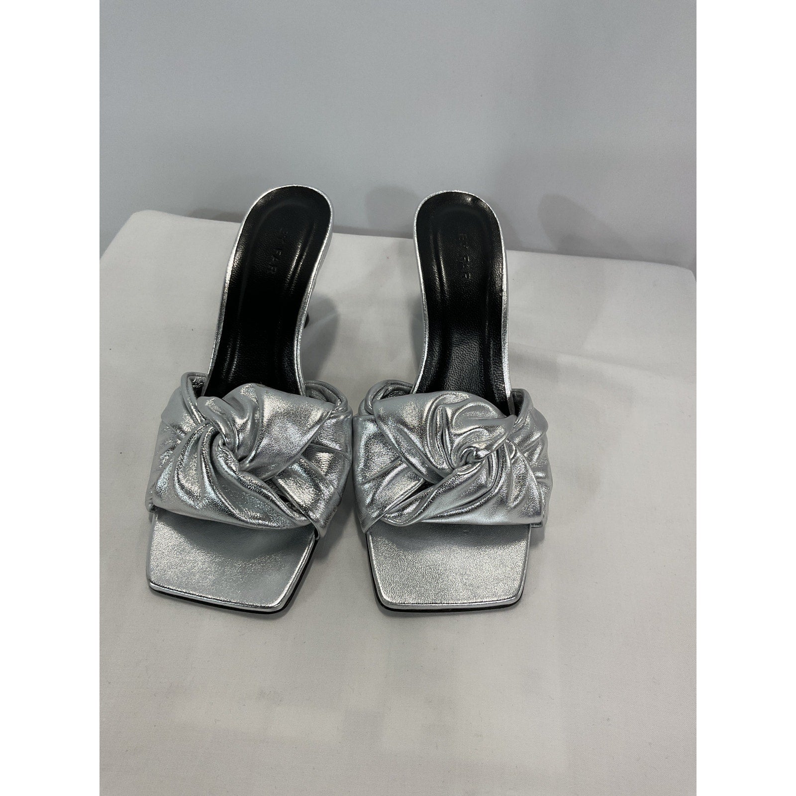 By Far Nmx' Lana Silver Leather Heels Size 9