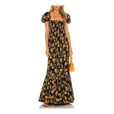 Caroline Constas Romantic Black Multi Vacation Floral Gianna Dress Size S