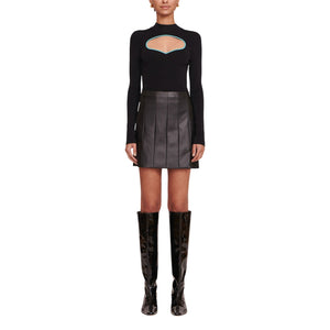 Staud Pleated Black Wells Mini Skirt Size 0