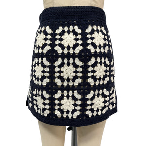 Frame Crocheted Blue Tassel Tie Skirt Size XS