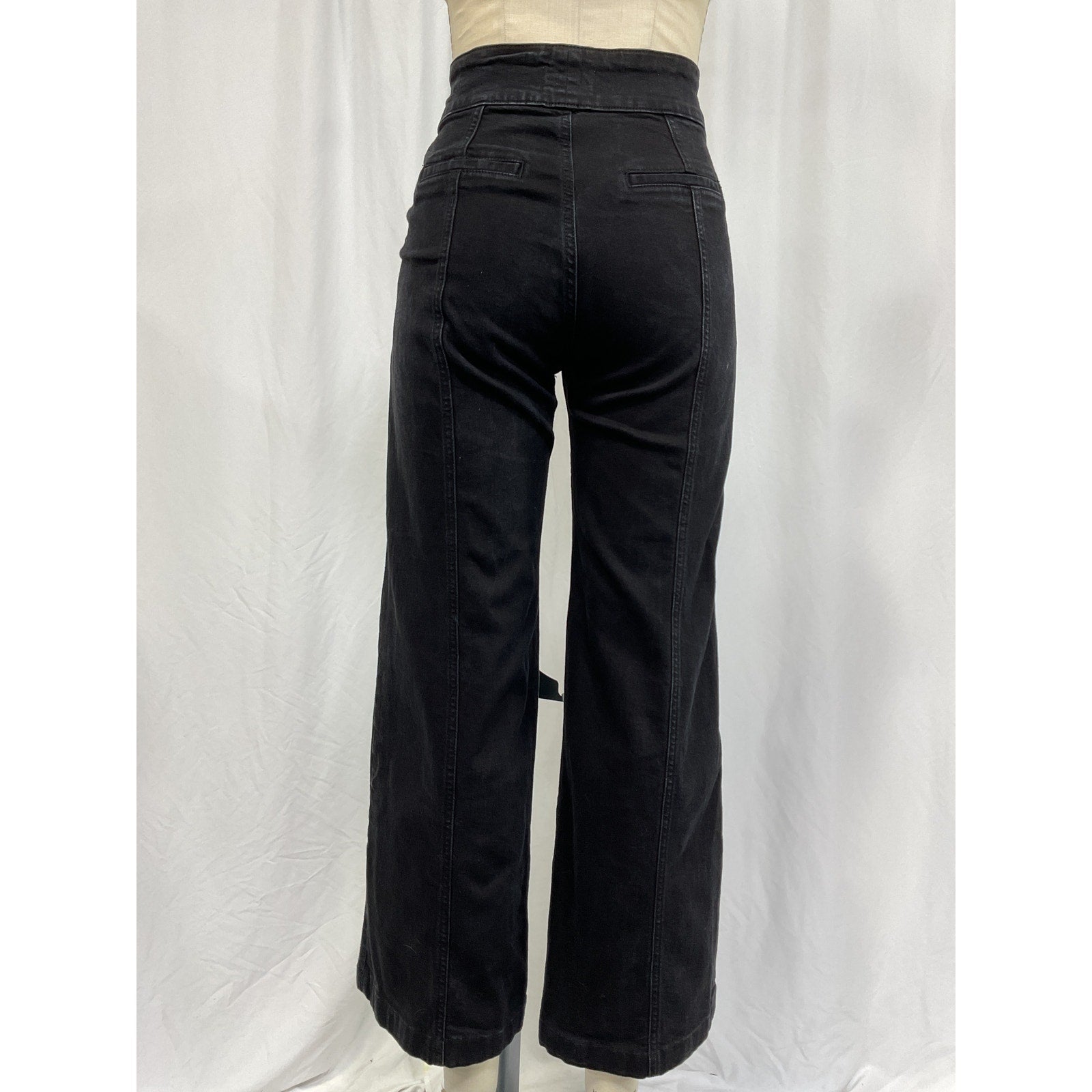 Frame 'Tailored' Black Cotton Wide Leg Size 25