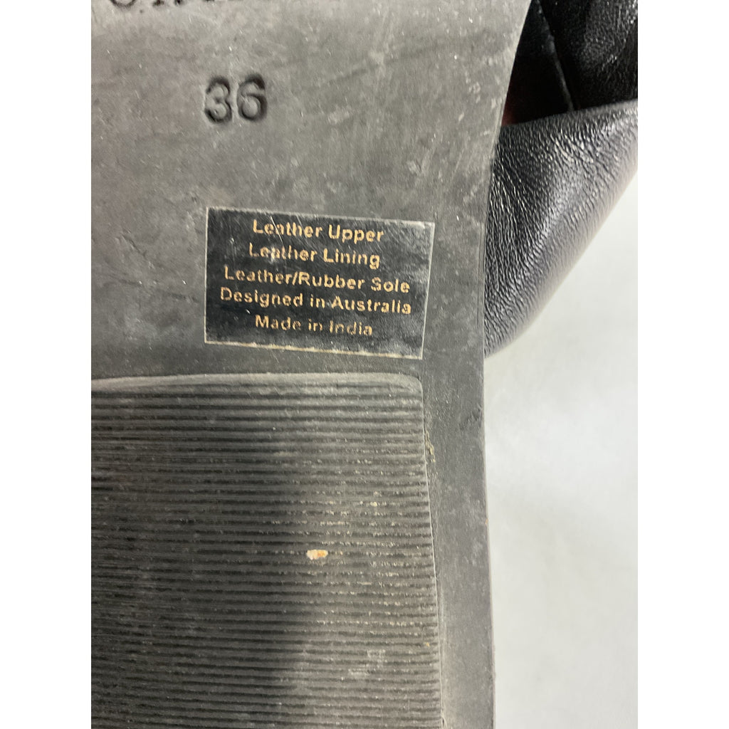 St. Agni 'Kim' Black Faux Leather Slide Size 6