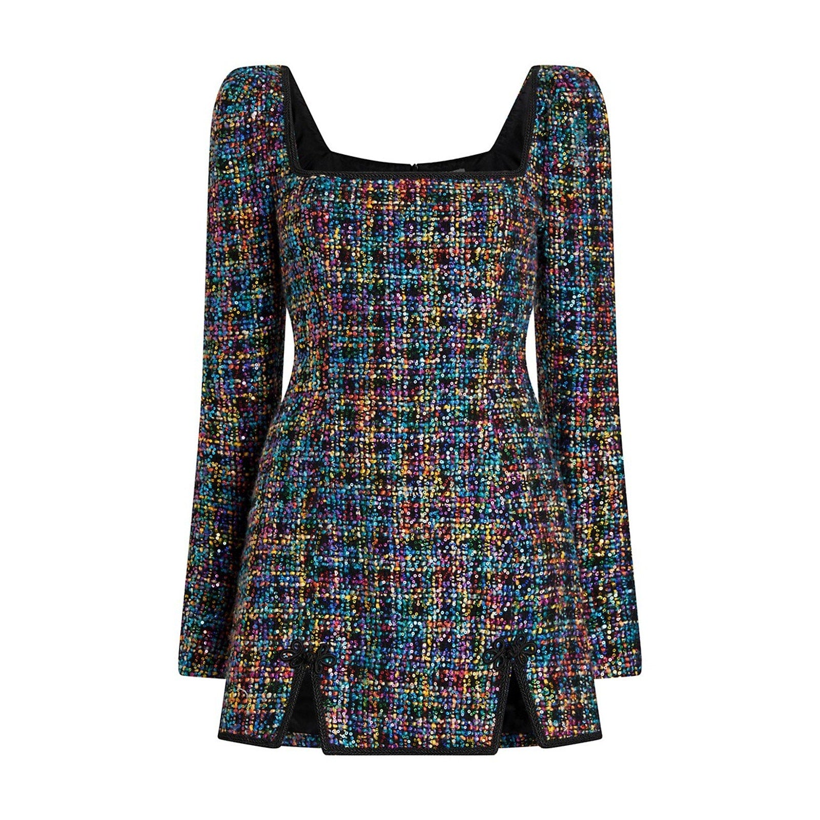 Sau Lee 'Jenna' Black Sequin Tweed Sequin Embellished Minidress Size 6