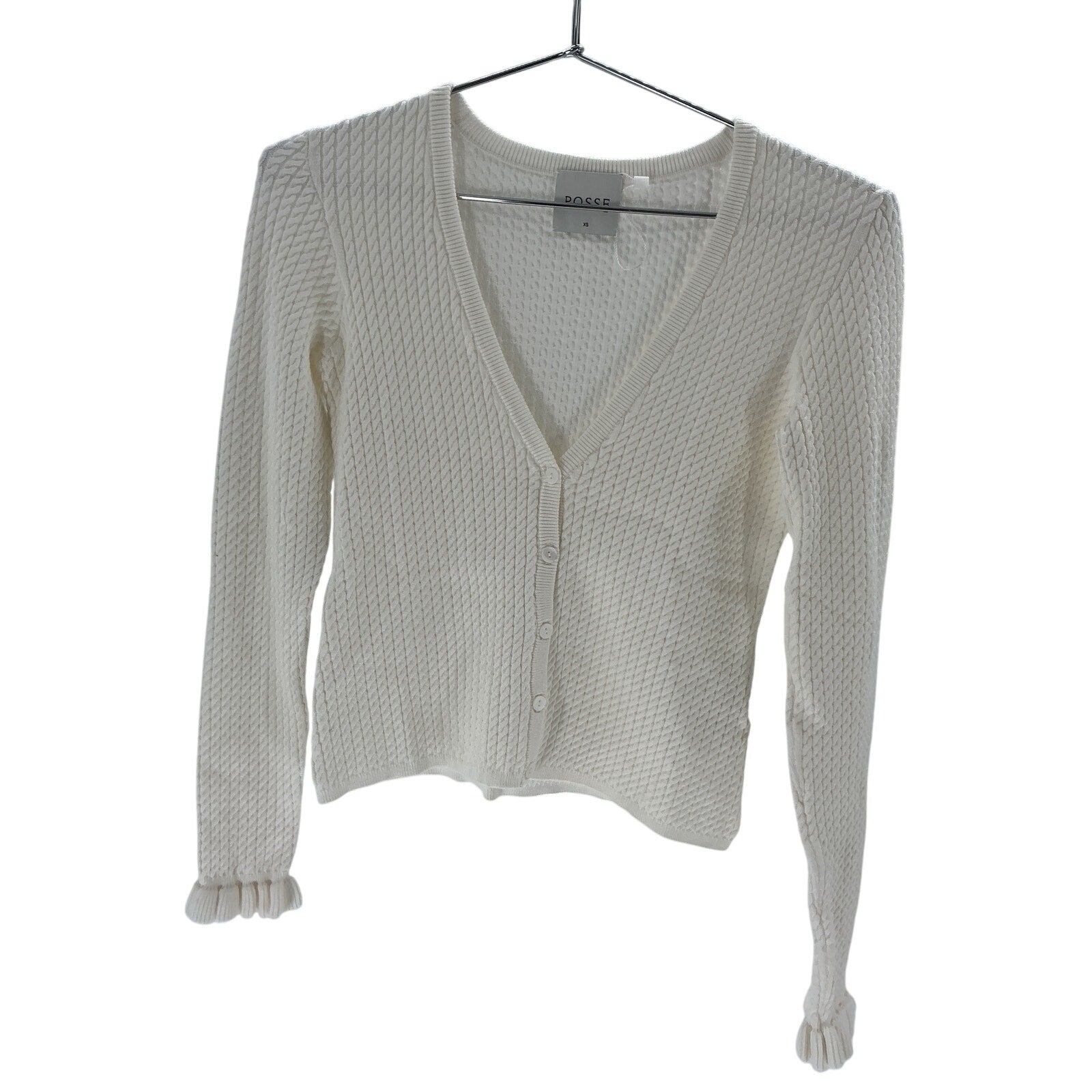 Posse 'Iris' White Viscose Cardigan Size XS