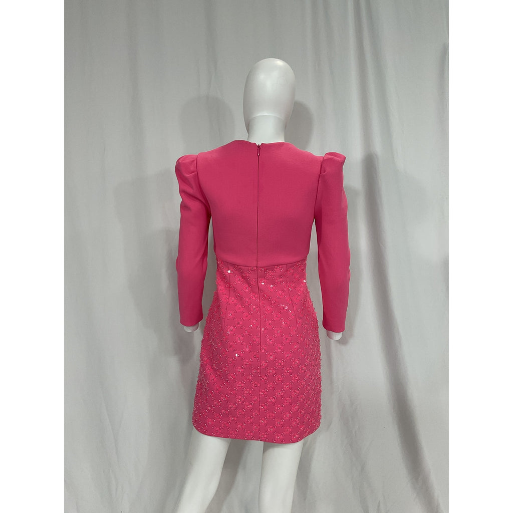 Rebecca Vallance 'Marie' Pink Sequin Detail Long Sleeve Dress Size 4