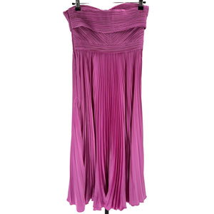 Amur Harden Pink Polyester Pleated Strapless Midi Dress Size 2