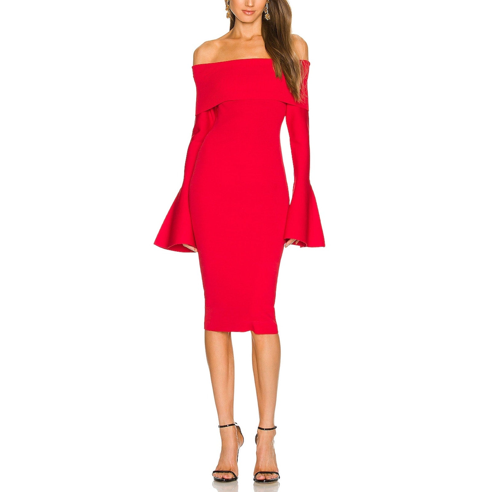 Solace London 'Mori' Red Viscose Midi Dress Size L