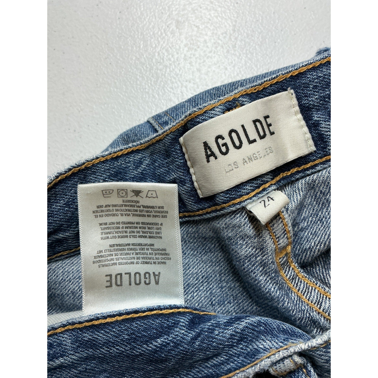 Agolde 'Riley' Blue Cotton High Rise Straight Crop Jean Size 24