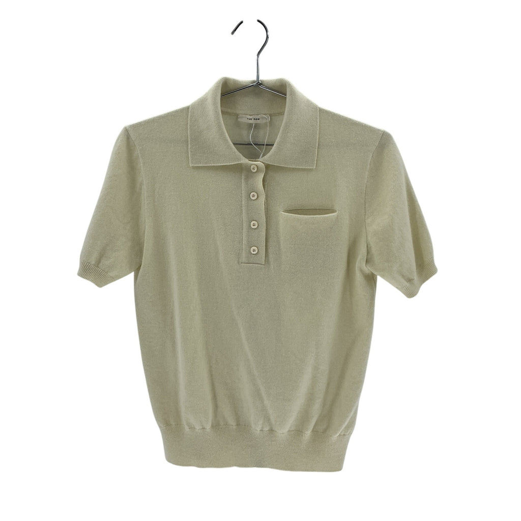 The Row 'Olin' Green Cashmere Short Sleeve Polo Sweater Size M