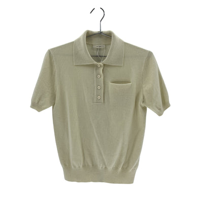 The Row 'Olin' Green Cashmere Short Sleeve Polo Sweater Size M