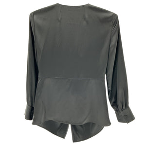 Theory Satin Black Twist Front Blouse Size 0