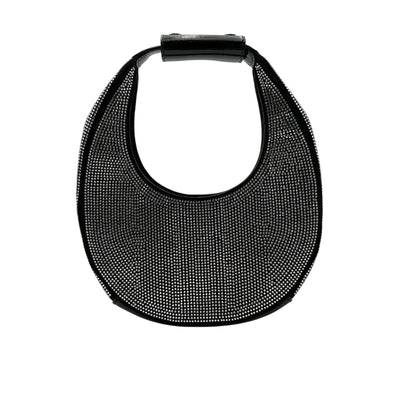Staud Crystal Black Leather Embellished Hobo Bag