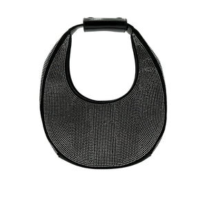 Staud Crystal Black Leather Embellished Hobo Bag