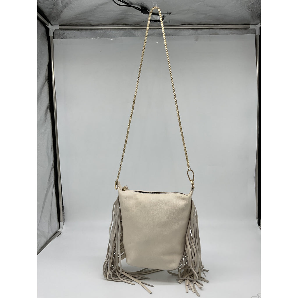 Allsaints 'Evaline' White Leather Fringe Crossbody Bag