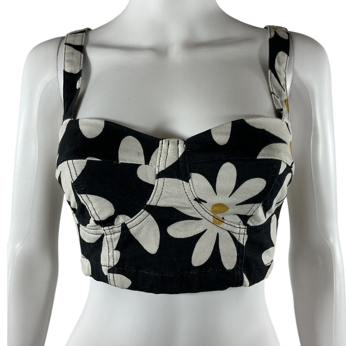 Reformation Floral Black/White Nikki Bustier Top Size 0