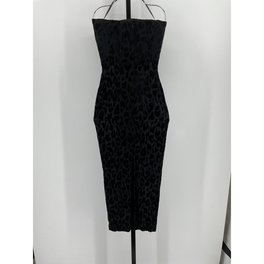 Alex Perry Black Polyester Dress With Gloves Size 4