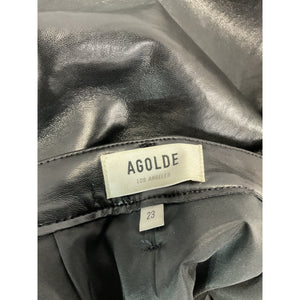 Agolde Fitted Black Recycled Leather 90s Pants Size 23