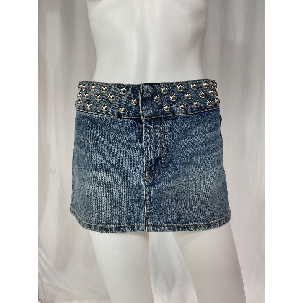 Grlfrnd 'Adela' Blue Low Rise Mini Skirt Size 24