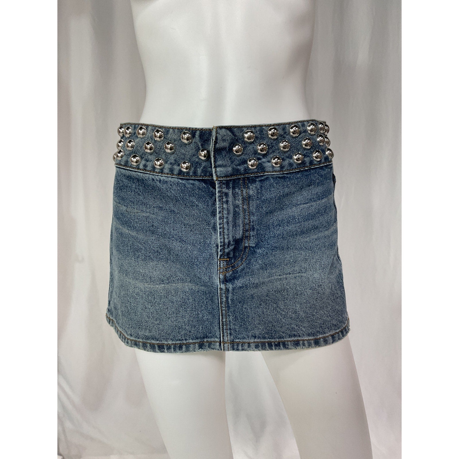 Grlfrnd 'Adela' Blue Low Rise Mini Skirt Size 24