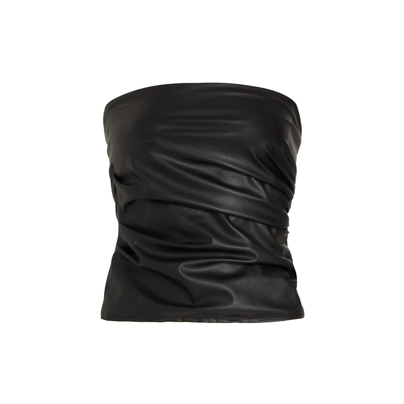 Helmut Lang Black Faux Leather Tube Top Size XS