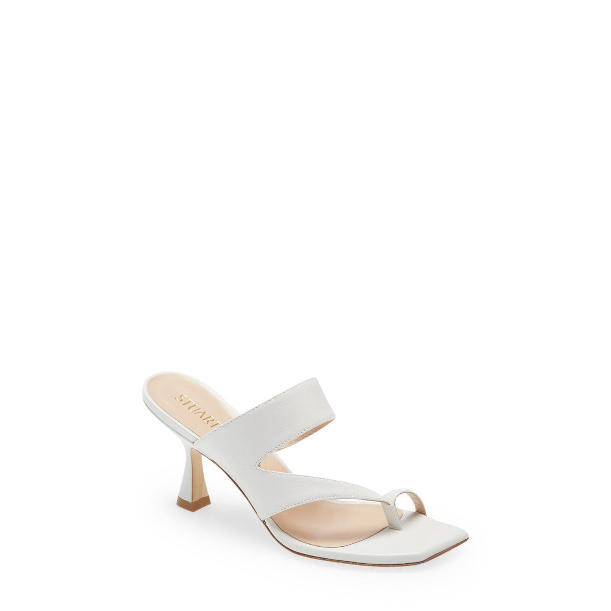 Stuart Weitzman 'Lyla' White Leather 75 Sandal Size 7