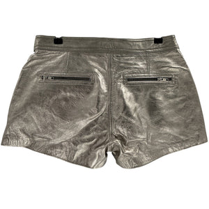 Understated Leather Metallic Silver Life On Mars Cargo Shorts Size M