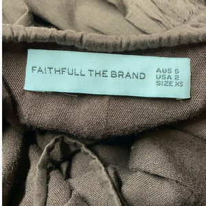 Faithfull The Brand Tiered Brown Henri Maxi Dress Size XS