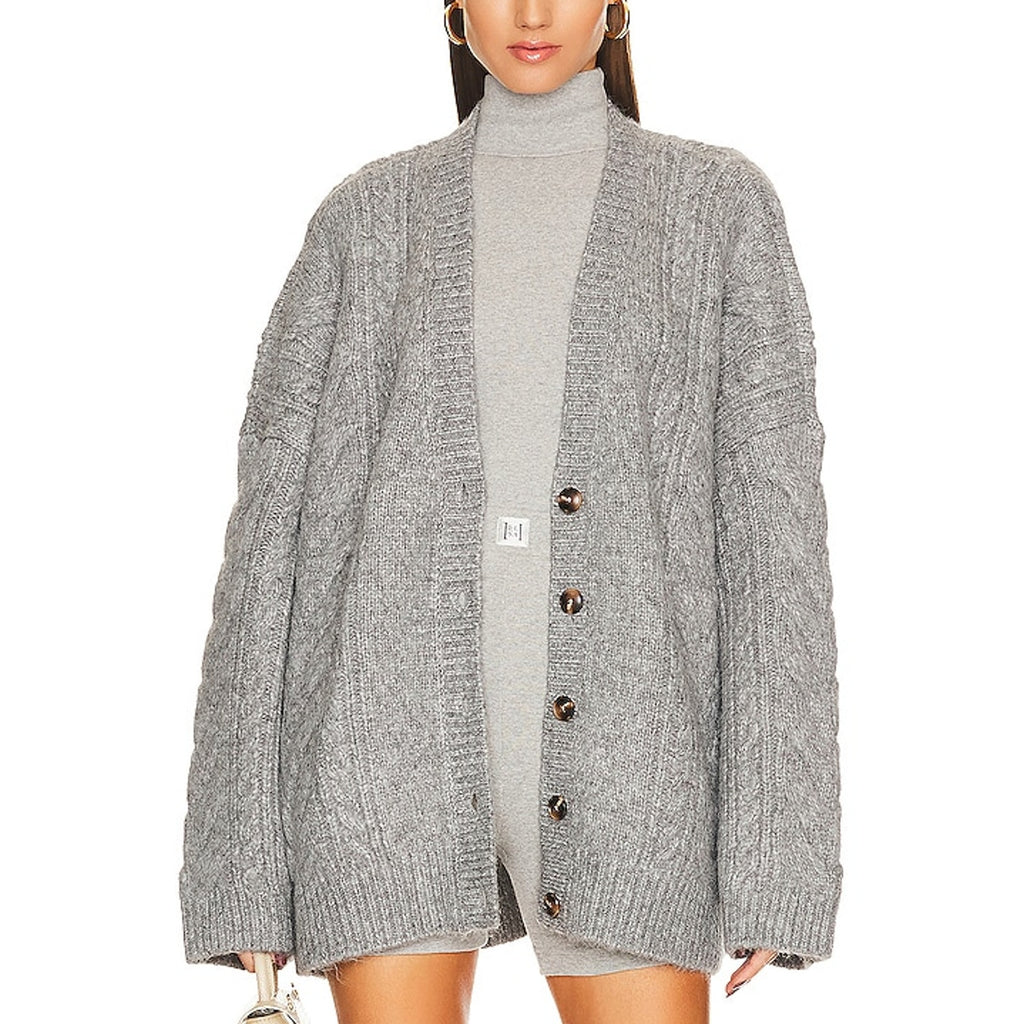 Helsa 'Serena' Grey Acrylic Cable Cardigan Size XS