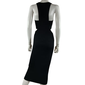 Simkhai Ribbed Black Colleen Cutout Midi Dress Size M