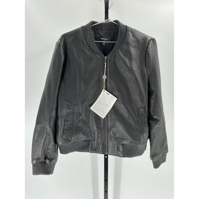 Muubaa Black Leather Bomber Jacket Size 12