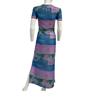 Miaou Sheer Blue Billie Midi Dress Size S
