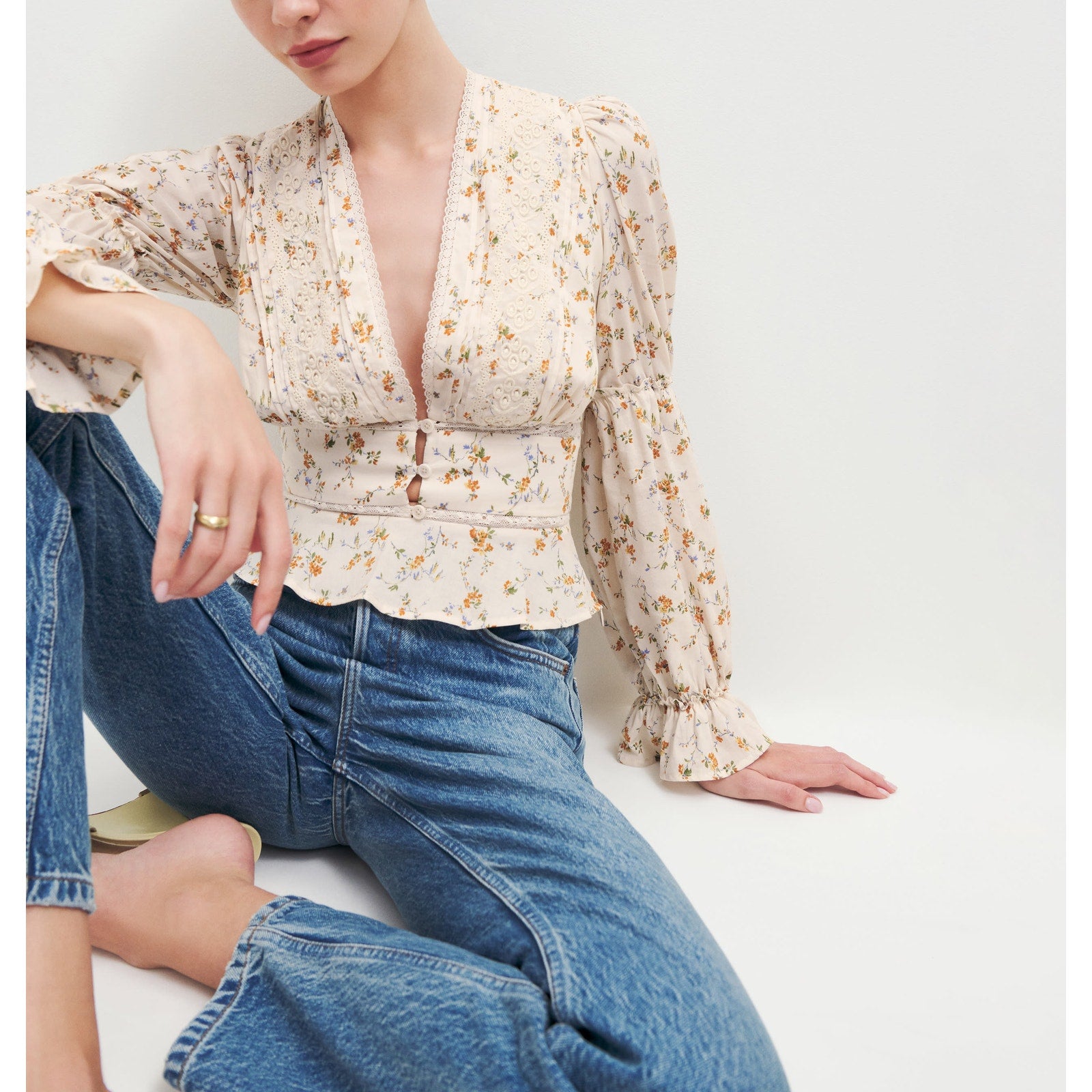 Reformation 'Meadowlark' White Top Size 2