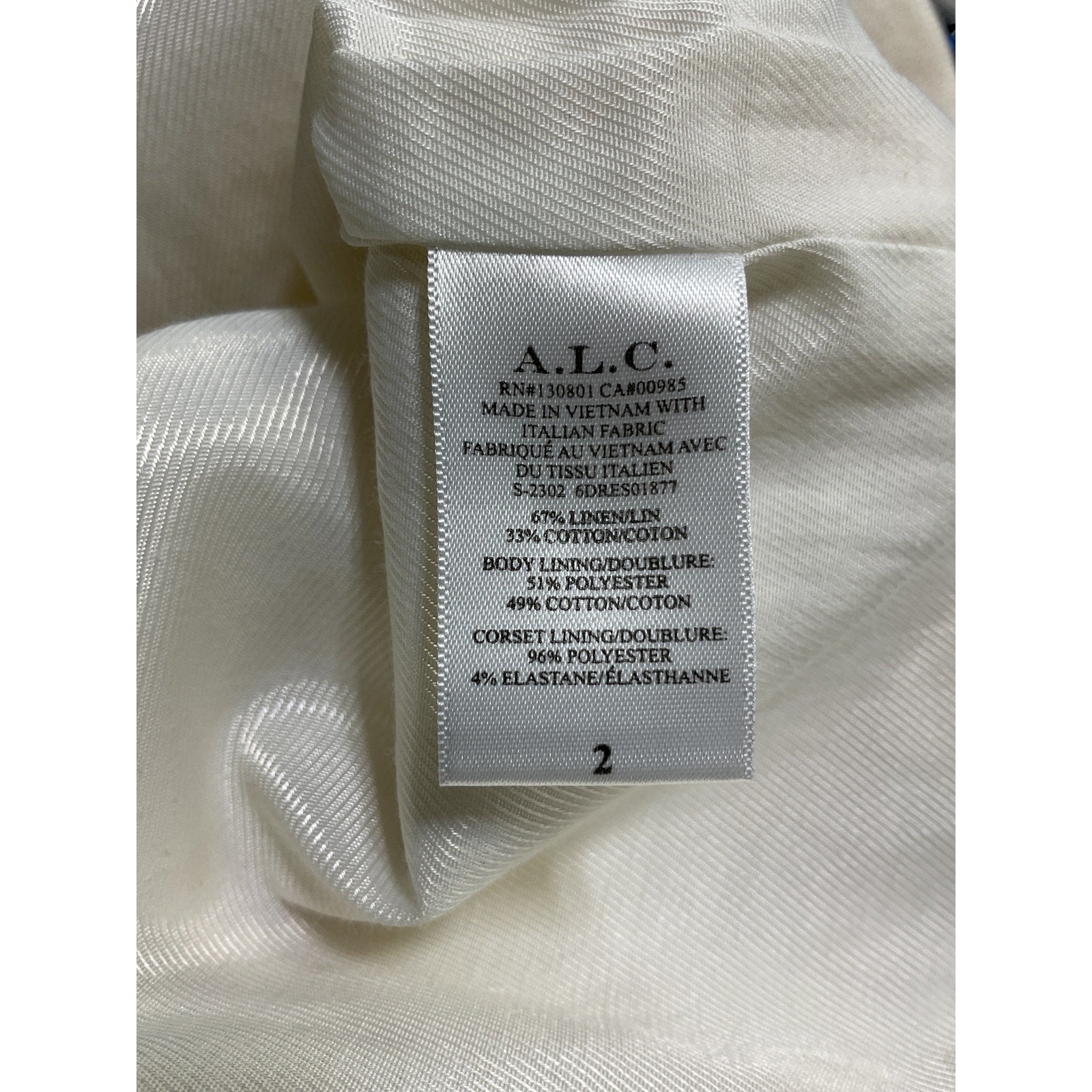 A.L.C. 'Elsie' White Linen Dress Size 2 - NWT