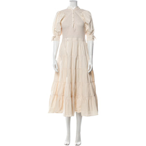 Ulla Johnson Elegant Cream Puff-Sleeve Tiered Dress Size M
