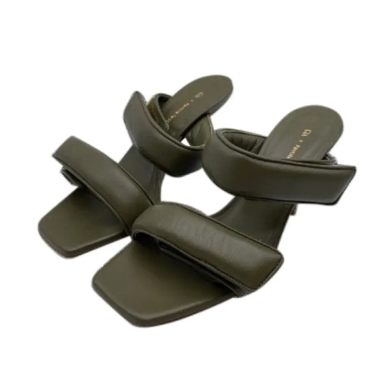Gia Borghini Green Velcro Strap Mules Heel Size 6