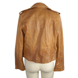 Allsaints Leather Tan Fern Biker Jacket Size 4