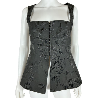 Clea Textured Black Petunia Jacquard Delfina Top Size M