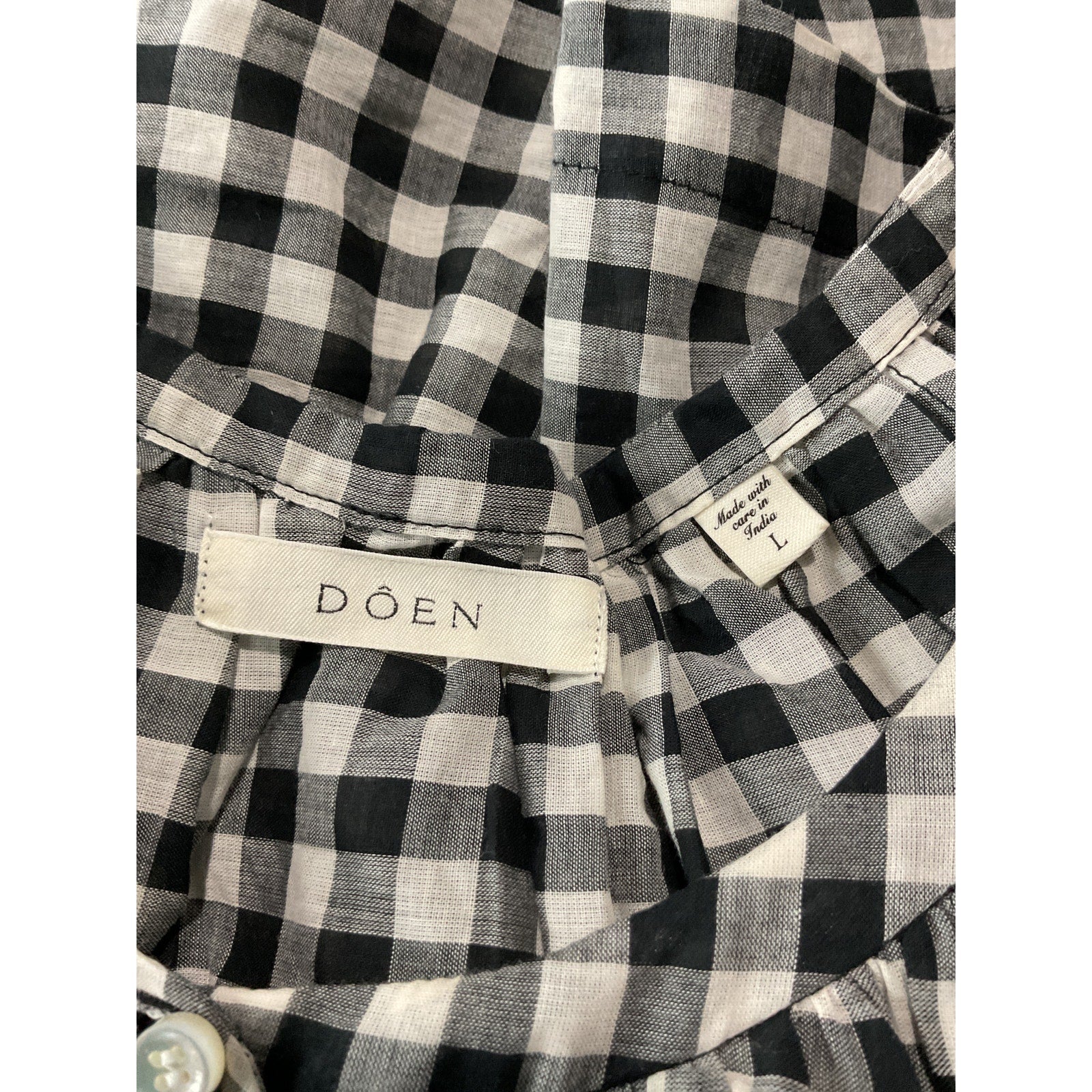 D�en 'June' Black Cotton Top Size L