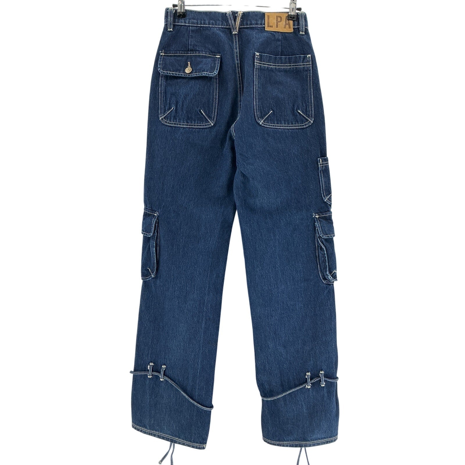 Lpa 'Bea' Blue Cotton Mid Rise Barrel Cargo Denim Jean Size 24