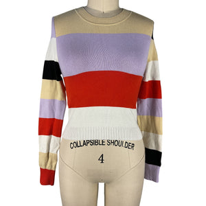Joostricot Bold Multicolor Color Block Intarsia Crop Sweater Size S