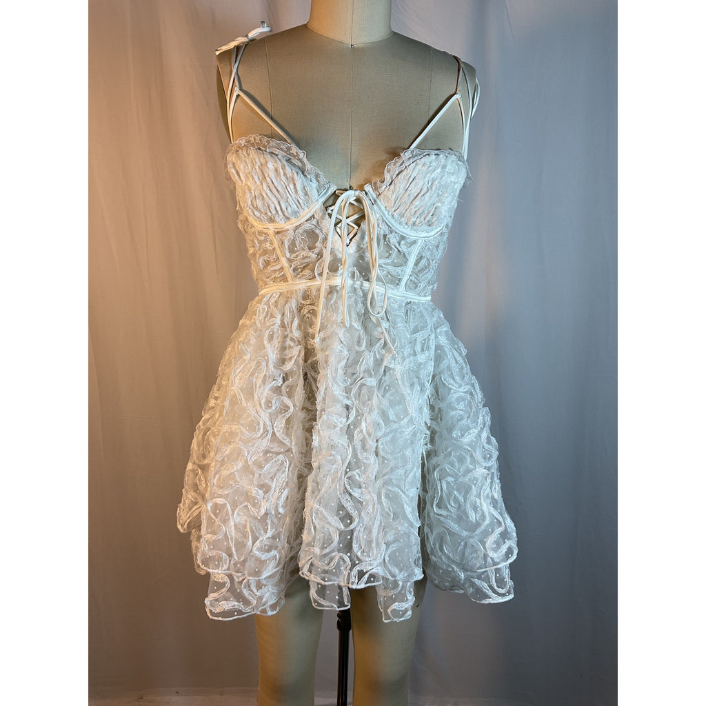 For Love & Lemons 'Tatiana' White Cut Out Back Mini Dress Size S - NWT