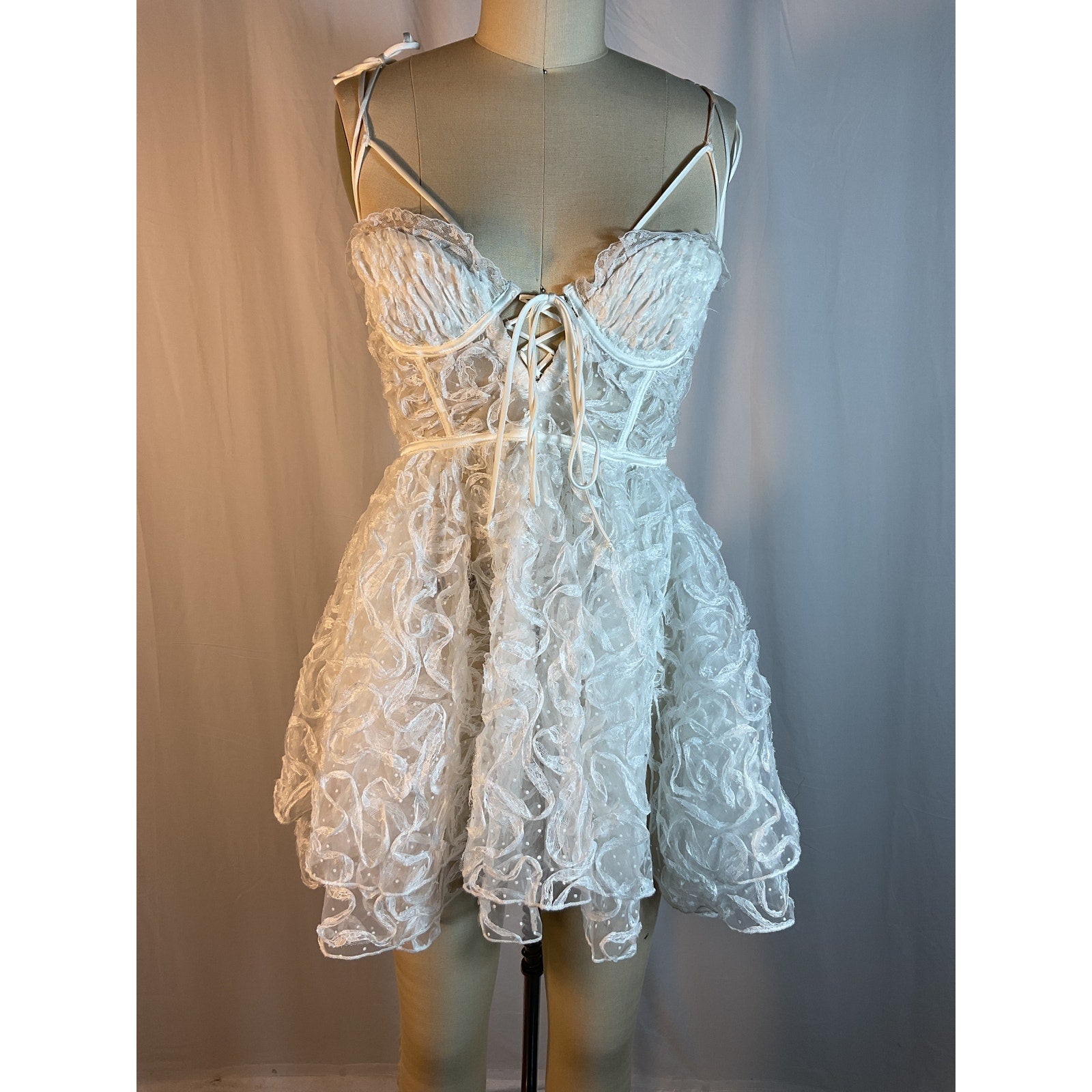 For Love & Lemons 'Tatiana' White Cut Out Back Mini Dress Size S - NWT