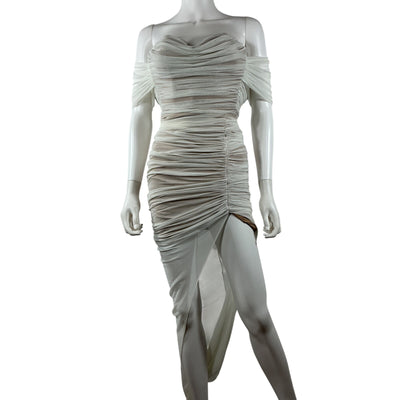 Nookie Ruched White Dita Mesh Gown Size XS