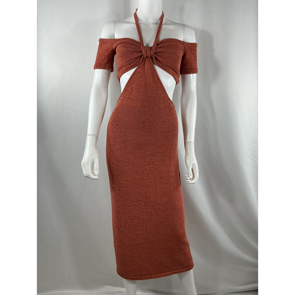 Cult Gaia 'Alicia' Brown Cotton Knit Dress Size XS