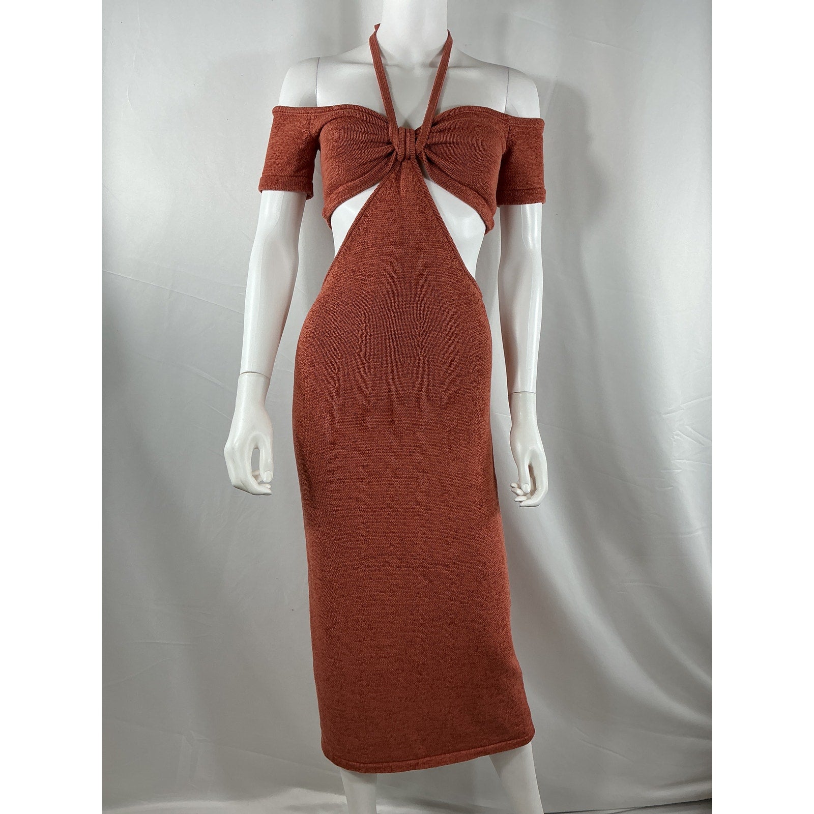 Cult Gaia 'Alicia' Brown Cotton Knit Dress Size XS