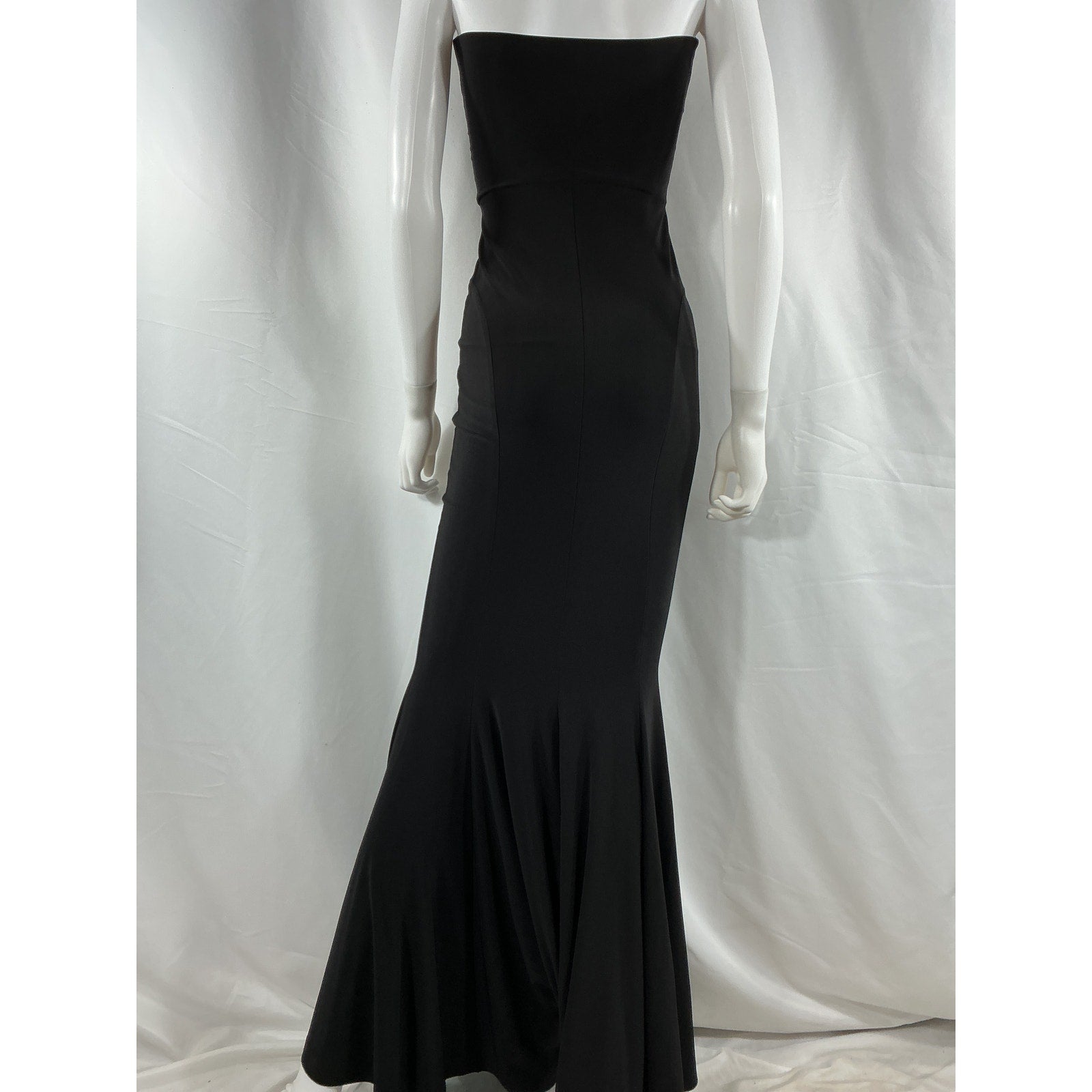 Norma Kamali X Revolve Strapless 'Fishtail' Black Polyester Gown Size S