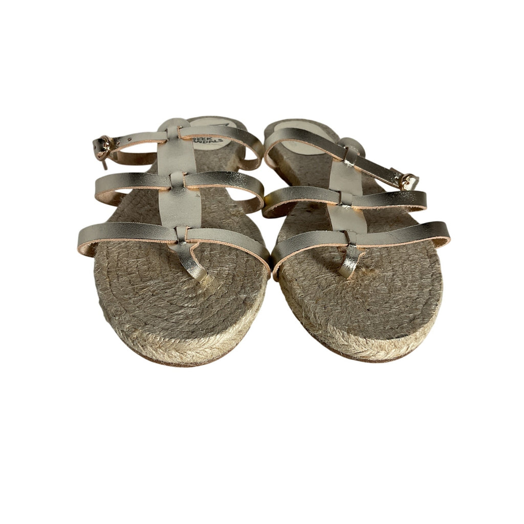 Casta�er + Ancient Gold Leather Greek Sandals Milos Metallic Sandals Size 9