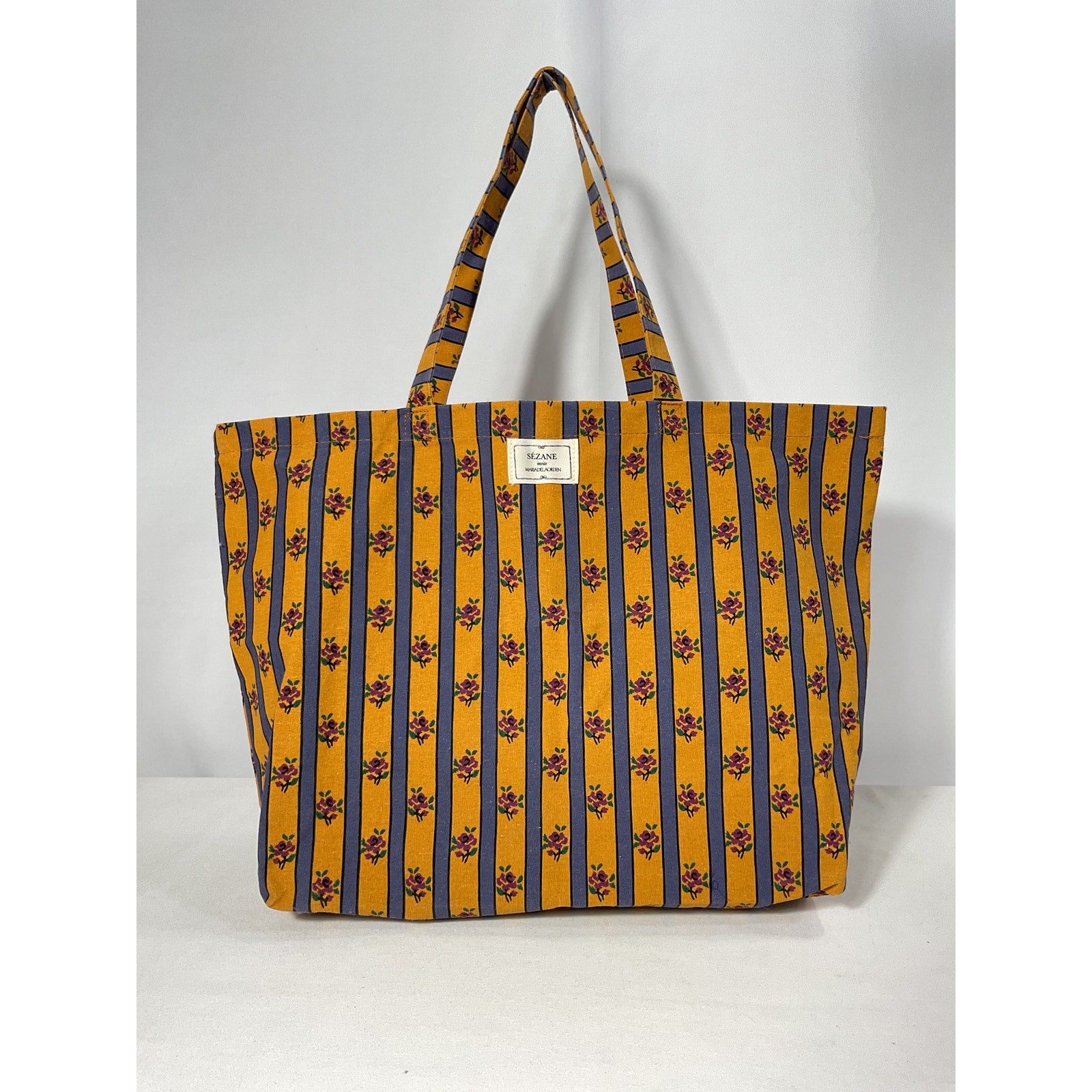 S�zane Orange x Mdlo Yellow Canvas Open Top Tote Bag
