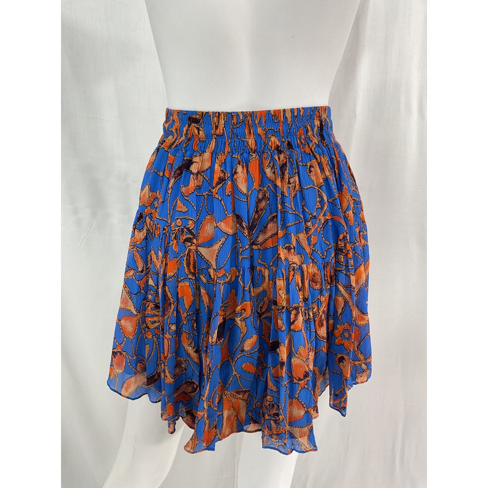 A.L.C. 'Lola' Blue Abstract Print Pattern Silk Mini Skirt Size 0