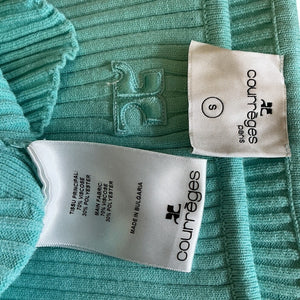 Courrèges Ribbed Aquamarine Pointed Hem Tank Top Size S
